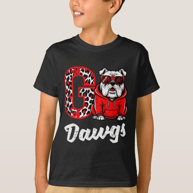 Bulldog Go Dawgs Men Women Kids Boys Youth Girls T T-Shirt (Vorderseite)