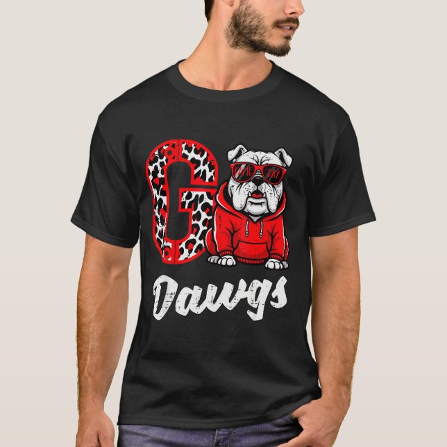 Bulldog Go Dawgs Men Women Kids Boys Youth Girls T T-Shirt (Vorderseite)