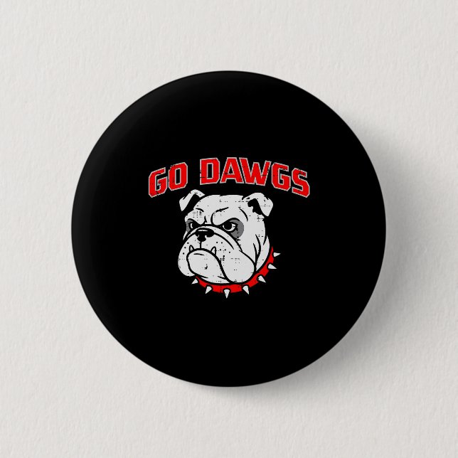 Bulldog Go Dawgs Men Women Kids Girls Youth Teen B Button (Vorderseite)
