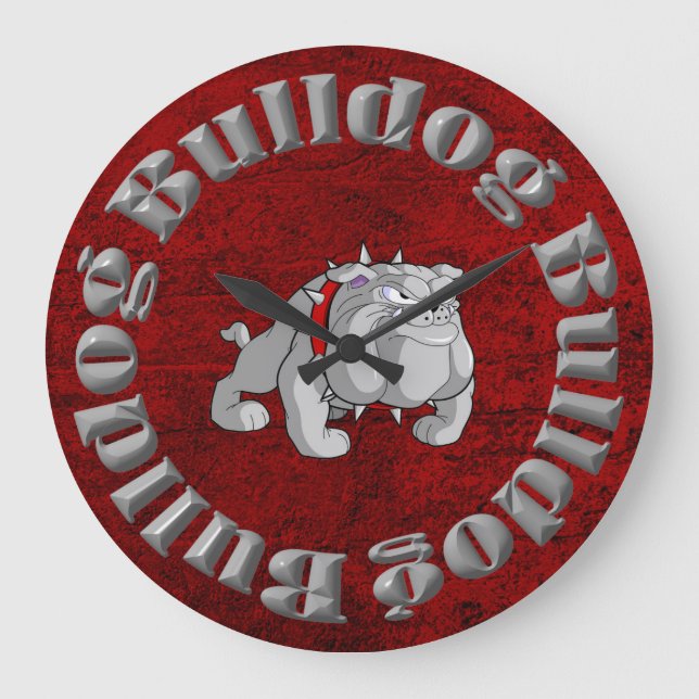 BULLDOG GRAU CARTOON CLOCK GROßE WANDUHR (Vorderseite)