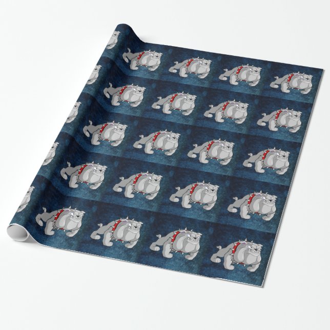BULLDOG GRAY CARTOON GESCHENKPAPIER (Ungerollt)