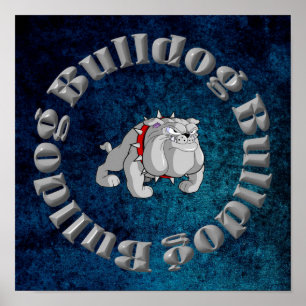 BULLDOG GRAY CARTOON POSTER