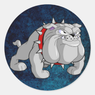 BULLDOG GRAY CARTOON RUNDER AUFKLEBER