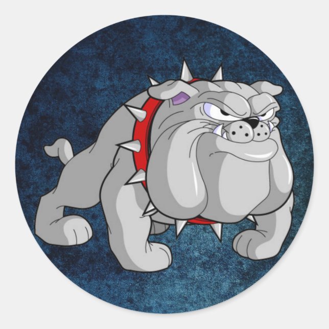 BULLDOG GRAY CARTOON RUNDER AUFKLEBER (Vorderseite)