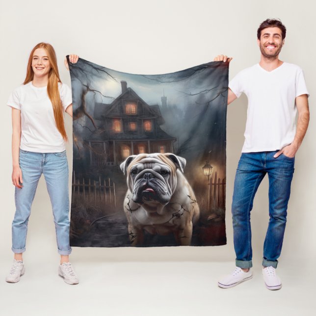 Bulldog Halloween Beängstigend Fleecedecke (Beispiel)