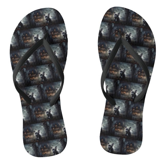 Bulldog Halloween Beängstigend Flip Flops (Fußbett)
