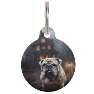 Bulldog Halloween Beängstigend Haustiermarke