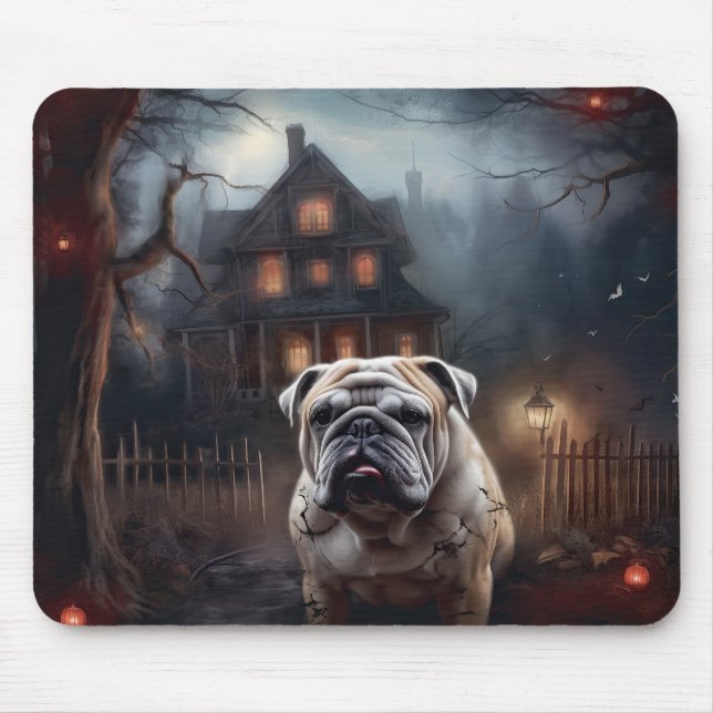 Bulldog Halloween Beängstigend Mousepad (Vorne)