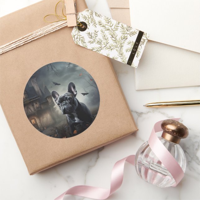 Bulldog Halloween Beängstigend Runder Aufkleber (Schenken)