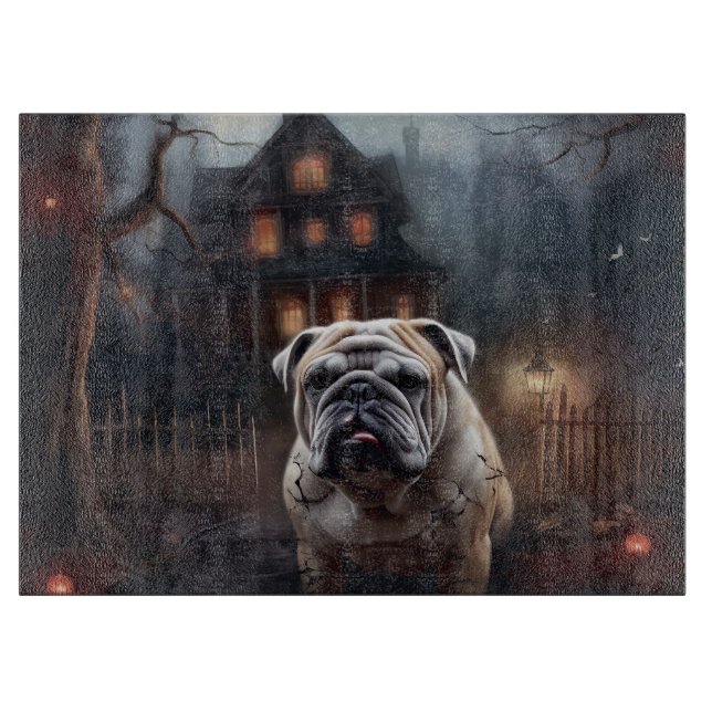 Bulldog Halloween Beängstigend Schneidebrett (Vorderseite)