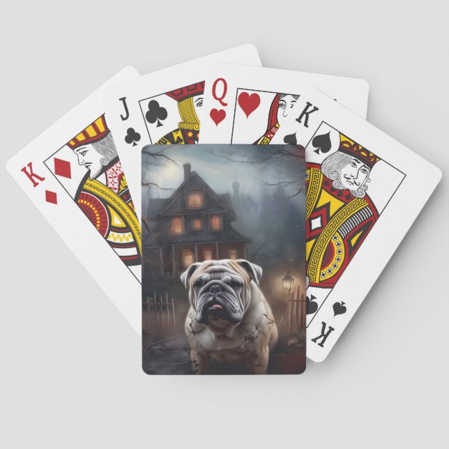 Bulldog Halloween Beängstigend Spielkarten (Rückseite)