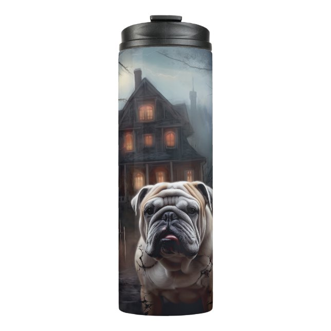Bulldog Halloween Beängstigend Thermosbecher (Vorderseite)