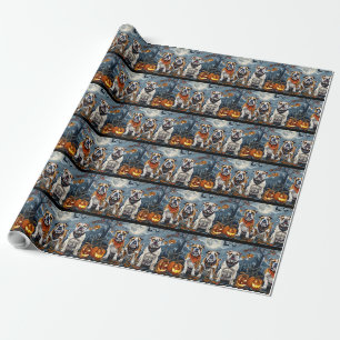 Bulldog Halloween Gruselig Geschenkpapier