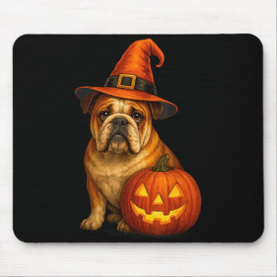 Bulldog Halloween Hund Hexe Kürbis Design Thanksgi Mousepad