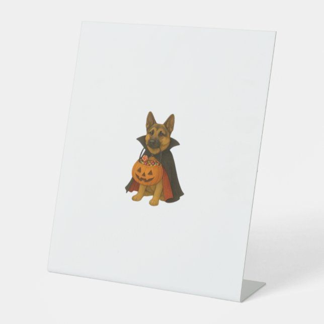 Bulldog Halloween Hund in Vampire Kostüm wi Sockelschild (Vorderseite)