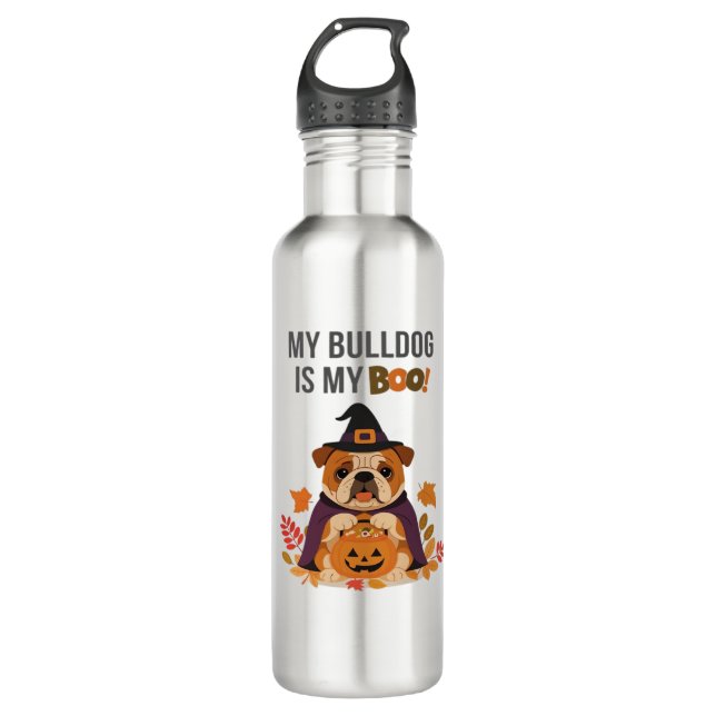 Bulldog Halloween Kostüm Mein Bulldog ist mein Boo Edelstahlflasche (Vorderseite)