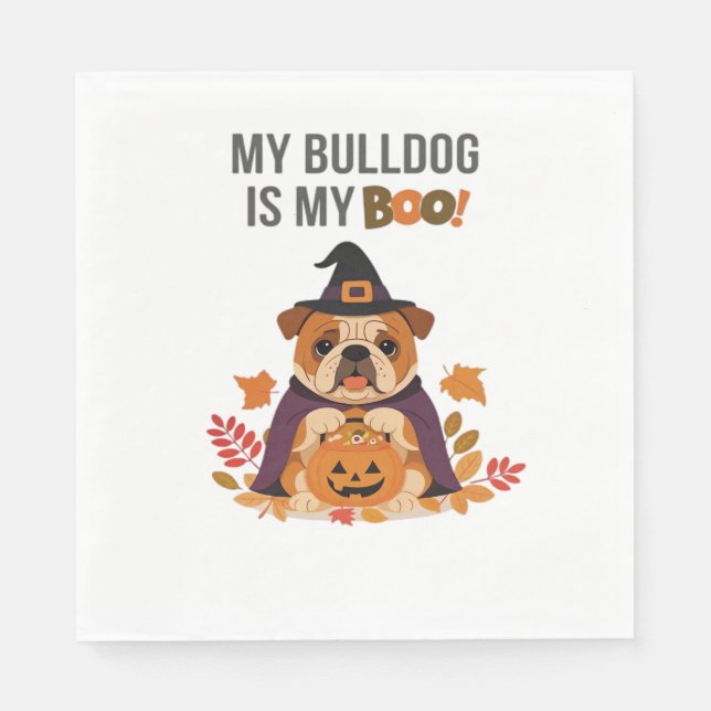 Bulldog Halloween Kostüm Mein Bulldog ist mein Boo Serviette (Vorderseite)