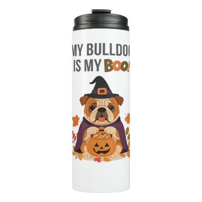 Bulldog Halloween Kostüm Mein Bulldog ist mein Boo Thermosbecher (Vorderseite)