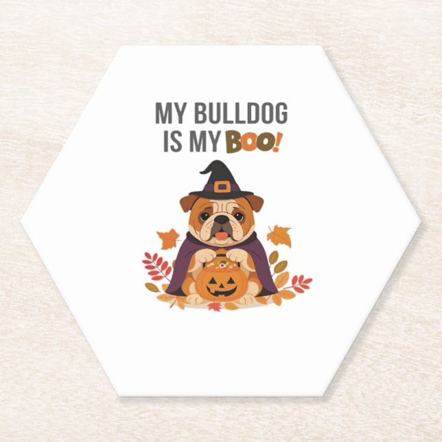 Bulldog Halloween Kostüm Mein Bulldog ist mein Boo Untersetzer (Vorderseite)