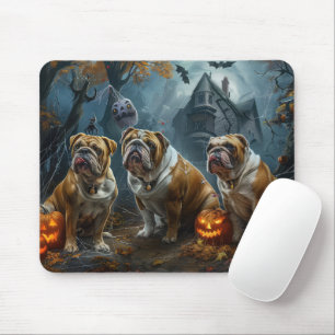 Bulldog Halloween Night Doggy Delight Mousepad