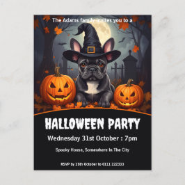 Bulldog-Halloween-Party Einladungspostkarte