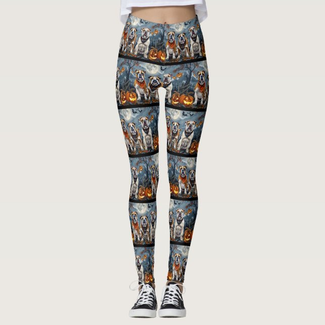 Bulldog Halloween Spooky Leggings (Vorderseite)