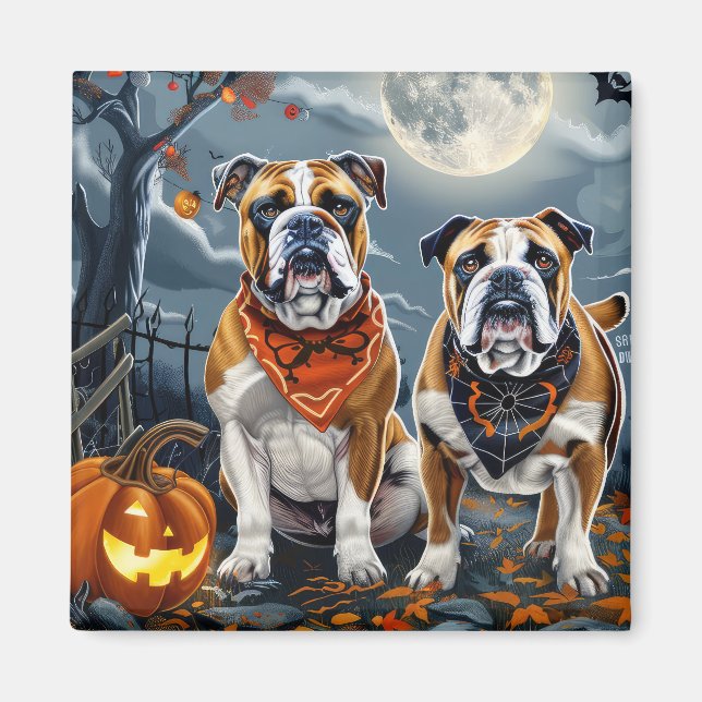 Bulldog Halloween Spooky Magnet (Vorne)