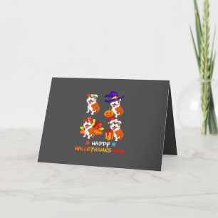 Bulldog Halloween und fröhliches Weihnachtsfest Ha Feiertagskarte