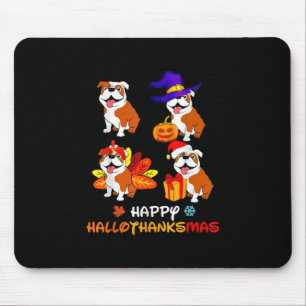 Bulldog Halloween und fröhliches Weihnachtsfest Ha Mousepad