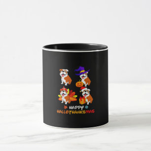 Bulldog Halloween und fröhliches Weihnachtsfest Ha Tasse