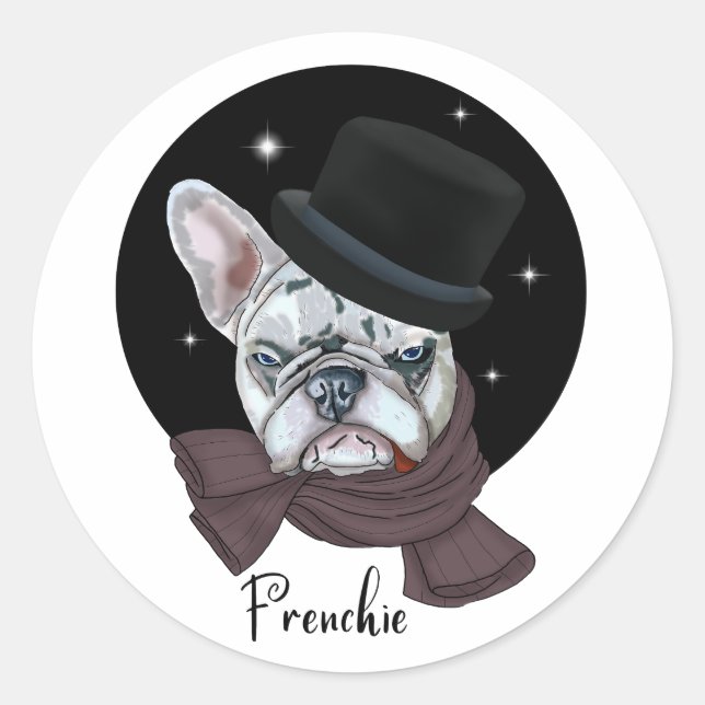 Bulldog-Handsome Frenchie Runder Aufkleber (Vorderseite)