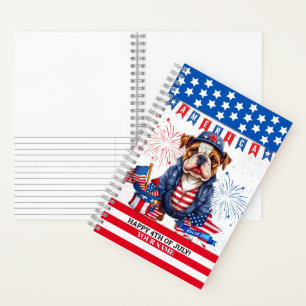 Bulldog Happy 4. Juli America Independence Day Notizbuch