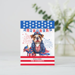 Bulldog Happy 4. Juli America Independence Day Postkarte