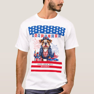 Bulldog Happy 4. Juli America Independence Day T-Shirt
