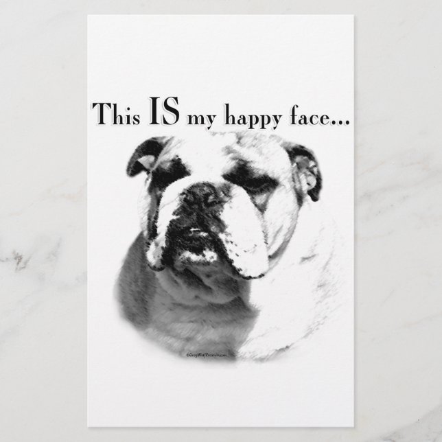 Bulldog Happy Face Briefpapier (Vorderseite)
