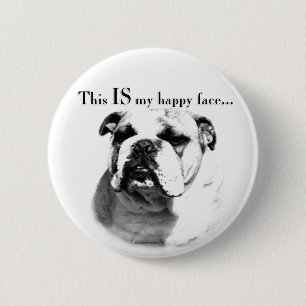 Bulldog Happy Face Button