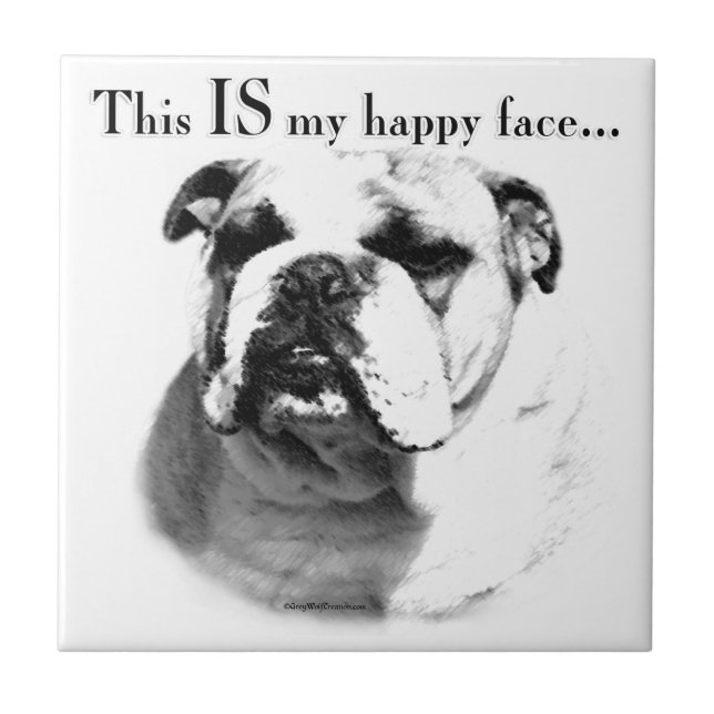 Bulldog Happy Face Fliese (Vorderseite)