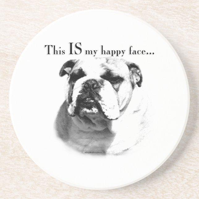 Bulldog Happy Face Getränkeuntersetzer (Vorne)