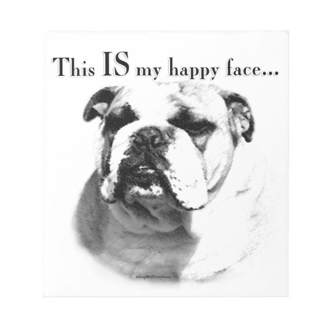 Bulldog Happy Face Notizblock (Vorderseite)