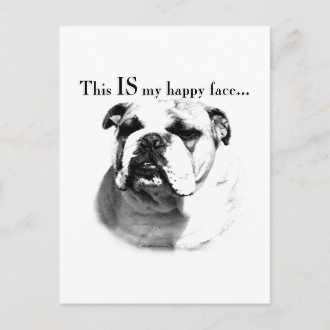 Bulldog Happy Face Postkarte (Vorderseite)