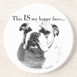 Bulldog Happy Face Sandstein Untersetzer