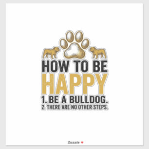 Bulldog Happy Zitat Vintage Gravur Hunde Liebhaber Aufkleber