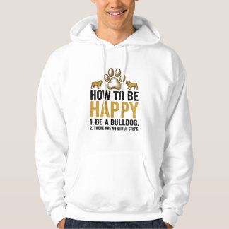 Bulldog Happy Zitat Vintage Gravur Hunde-Liebhaber Hoodie
