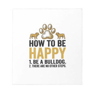Bulldog Happy Zitat Vintage Gravur Hunde-Liebhaber Notizblock