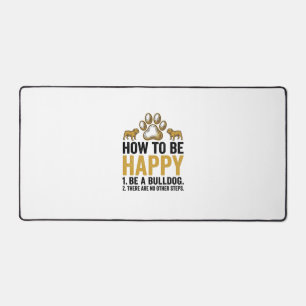 Bulldog Happy Zitat Vintage Gravur Hunde-Liebhaber Schreibtischunterlage