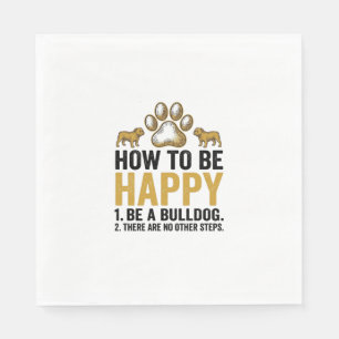 Bulldog Happy Zitat Vintage Gravur Hunde Liebhaber Serviette