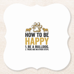 Bulldog Happy Zitat Vintage Gravur Hunde Liebhaber Untersetzer