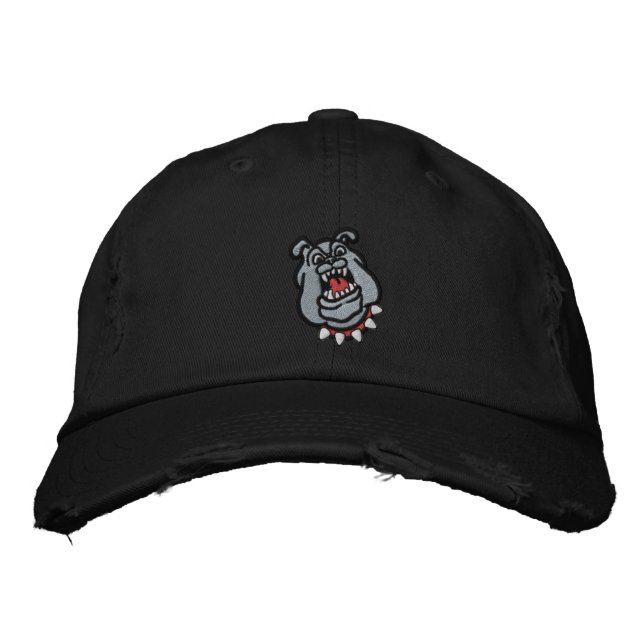Bulldog Hat Bestickte Baseballkappe (Vorderseite)