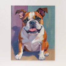 Bulldog-Haustiermalerei whimsical Wasserfarbe Hund