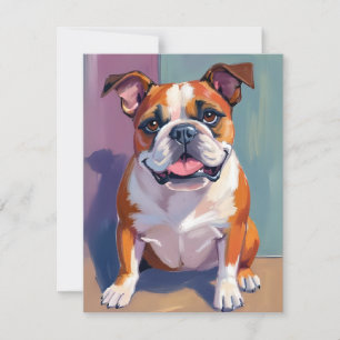 Bulldog-Haustiermalerei Whimsical-Wasserfarben-Hun Dankeskarte